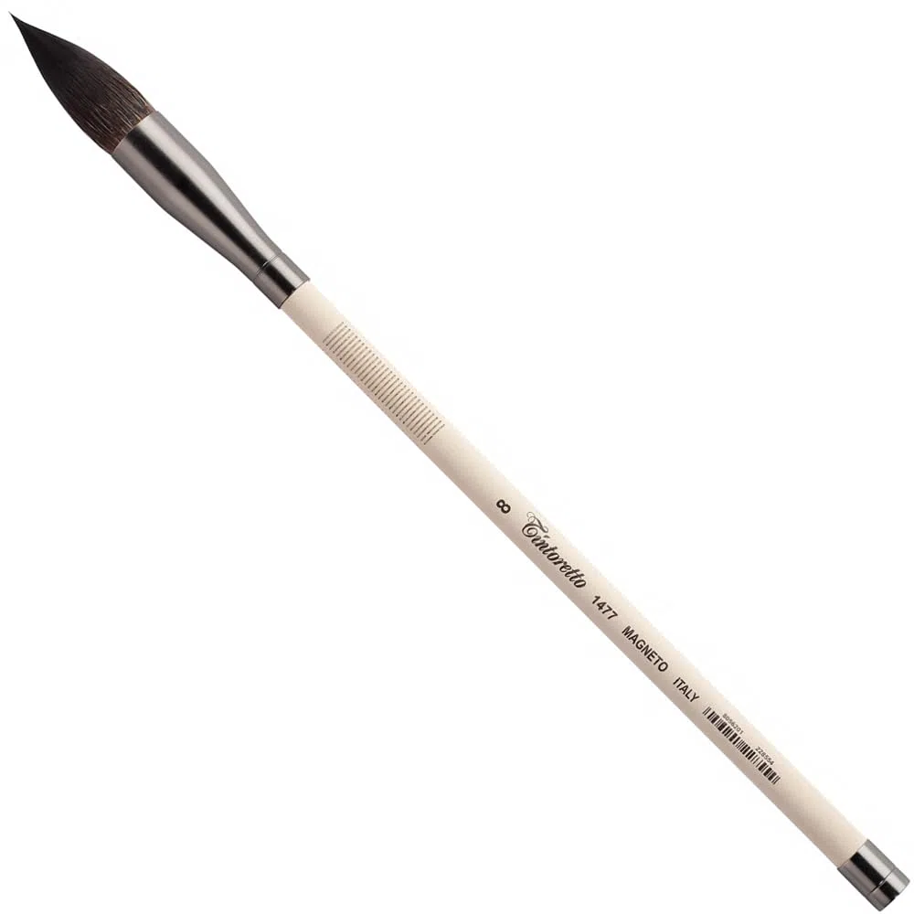 Pennello Magneto Serie 1477 N. 8 Tondo Sintetico Vajo Kazan Manico Corto Con Calamita