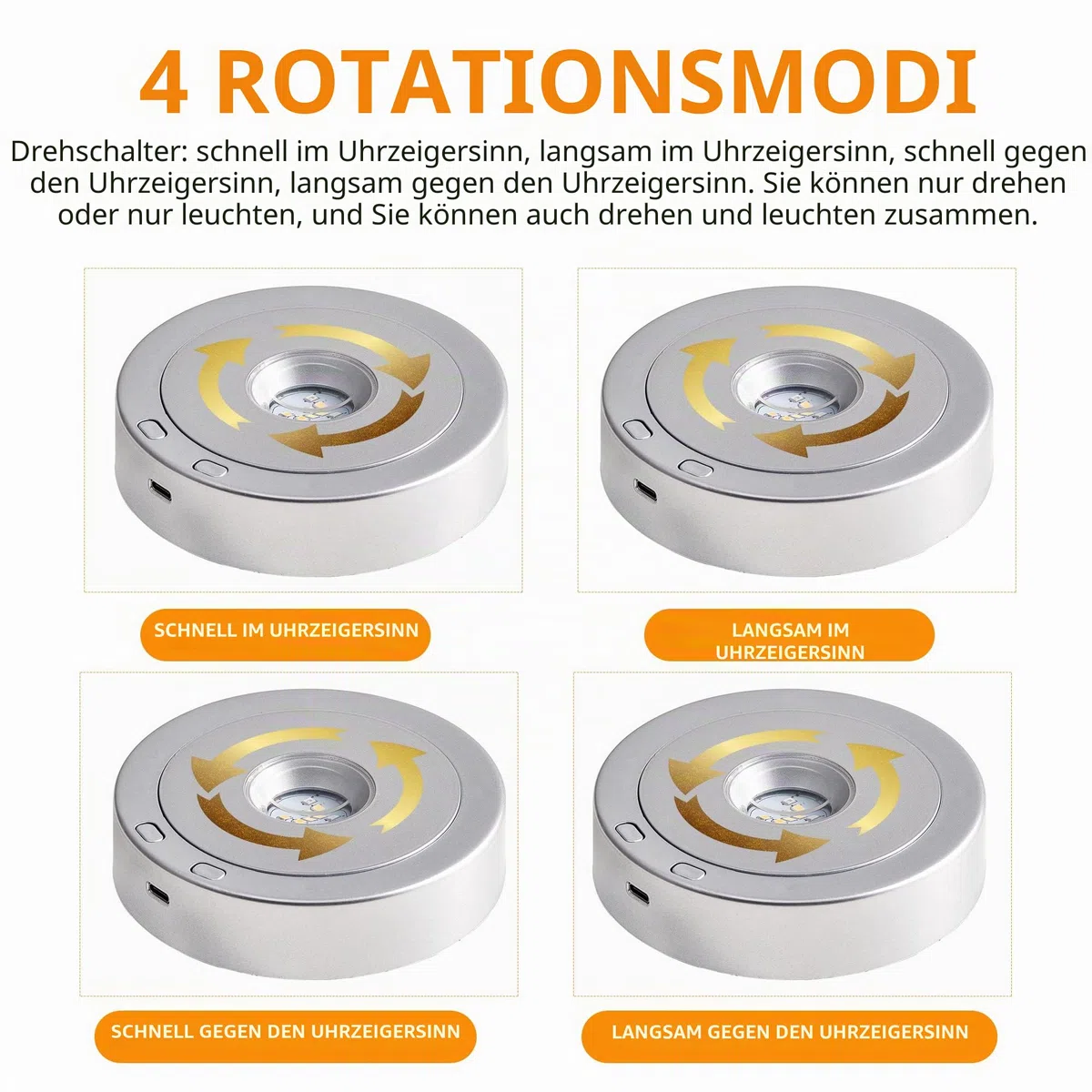 EUSTUMA Rotierender LED-Display-Sockel, buntes Licht, Kristallständer, geeignet für kugelförmige Glaskristall-Kunstwerke, Urlaubsparty-Dekoration. (Silber)