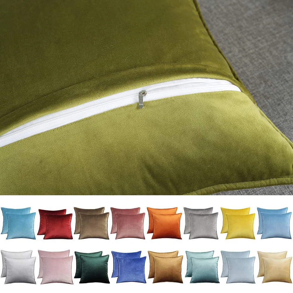 Matty-LZ 2er Set Samt Einfach Weicher Kissenbezug Hochwertige Qualität Set Dekorativ Sofa Schlafzimmer Auto Kissen Kissenhülle mit Verstecktem Reißverschluss Zweiteilig 50x50cm / 20"x20"inch Hellblau