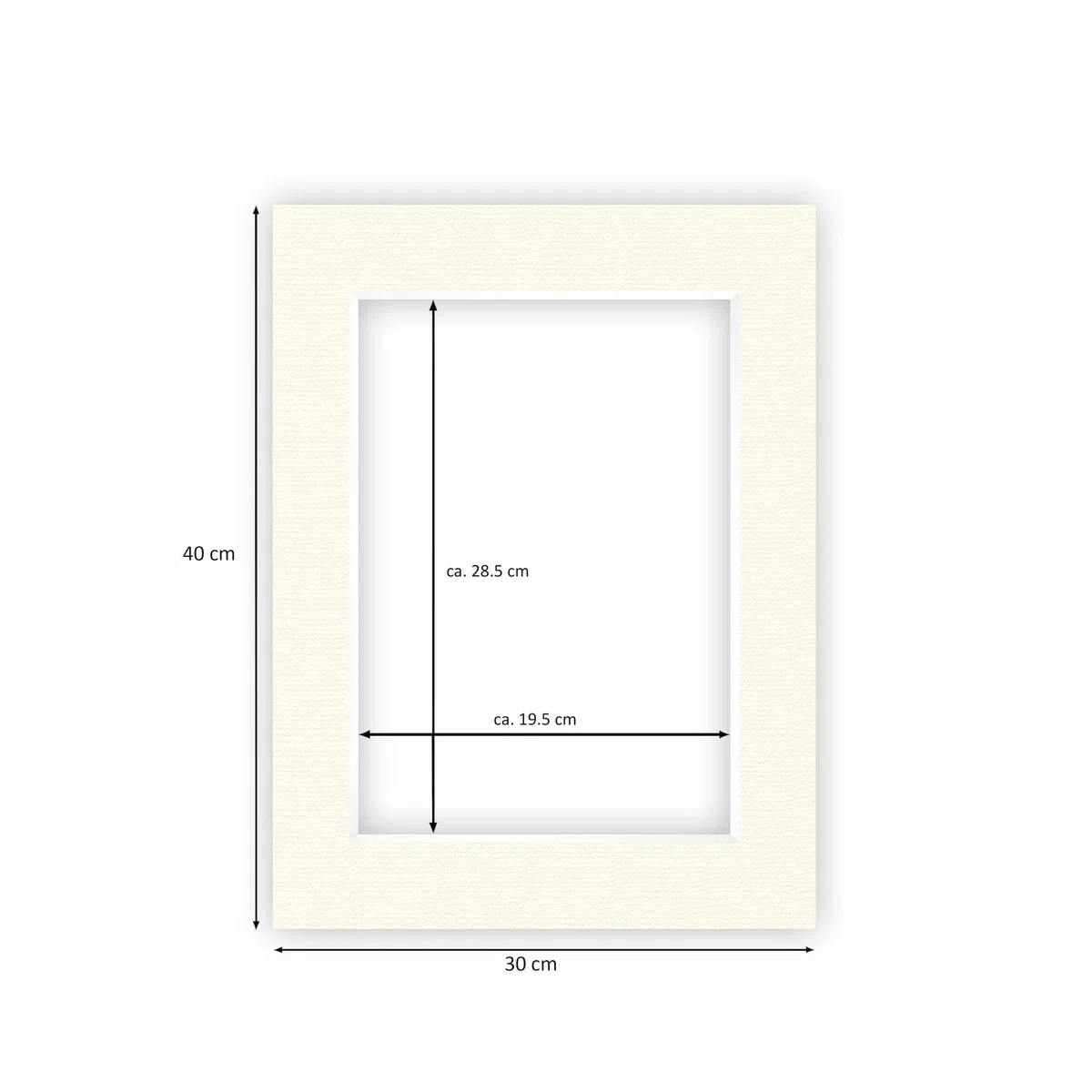 nielsen Conservation Passepartout Karton 2,2 mm | 5er Set | Außenformat 30x40 cm für Bildformat 20,5 x 29,5 cm (DIN A4) | Cremeweiß | strukturierte Oberfläche