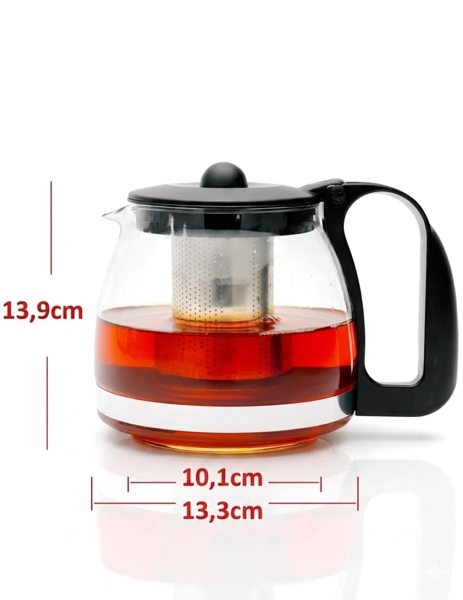 TYA I NS Teekanne aus Glas mit herausnehmbarem Sieb aus hitzebeständigem Edelstahl, 1250ml,mit Teesieb und Überhitzungsschutz, ideal für die Zubereitung von losem Tee, Teapot