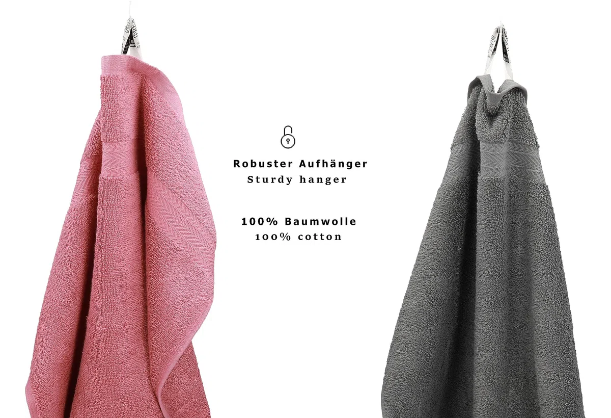 Betz 10 Stück Seiftücher Premium 100% Baumwolle Seiflappen Set 30x30 cm Farbe Altrosa und anthrazit