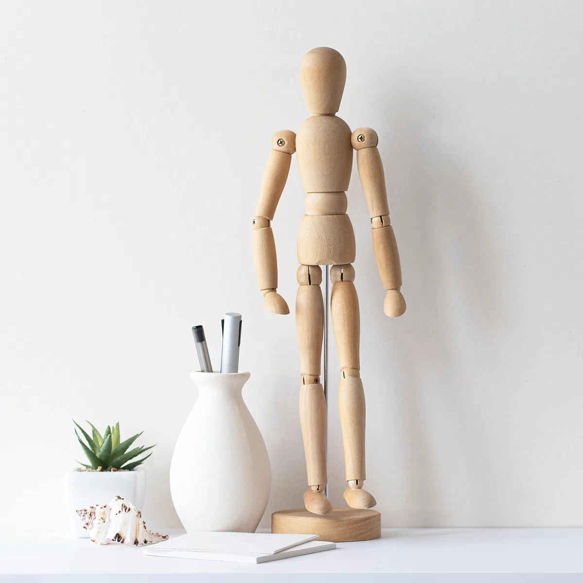 Relaxdays Gliederpuppe 2er Set, 30 cm große Zeichenpuppe, bewegliche Modellfigur, zum Zeichnen, Zeichenfigur, Natur