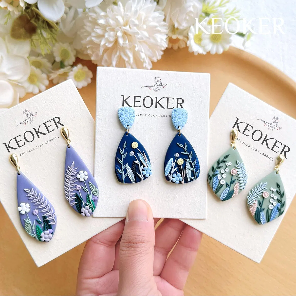 Keoker Tonschneider, organische Polymer-Ton-Schneider für Ohrringherstellung, 20 Formen, florale Polymer-Tonschneider, Nieten, Tonschneider für Polymer-Ton-Schmuck (A+B)