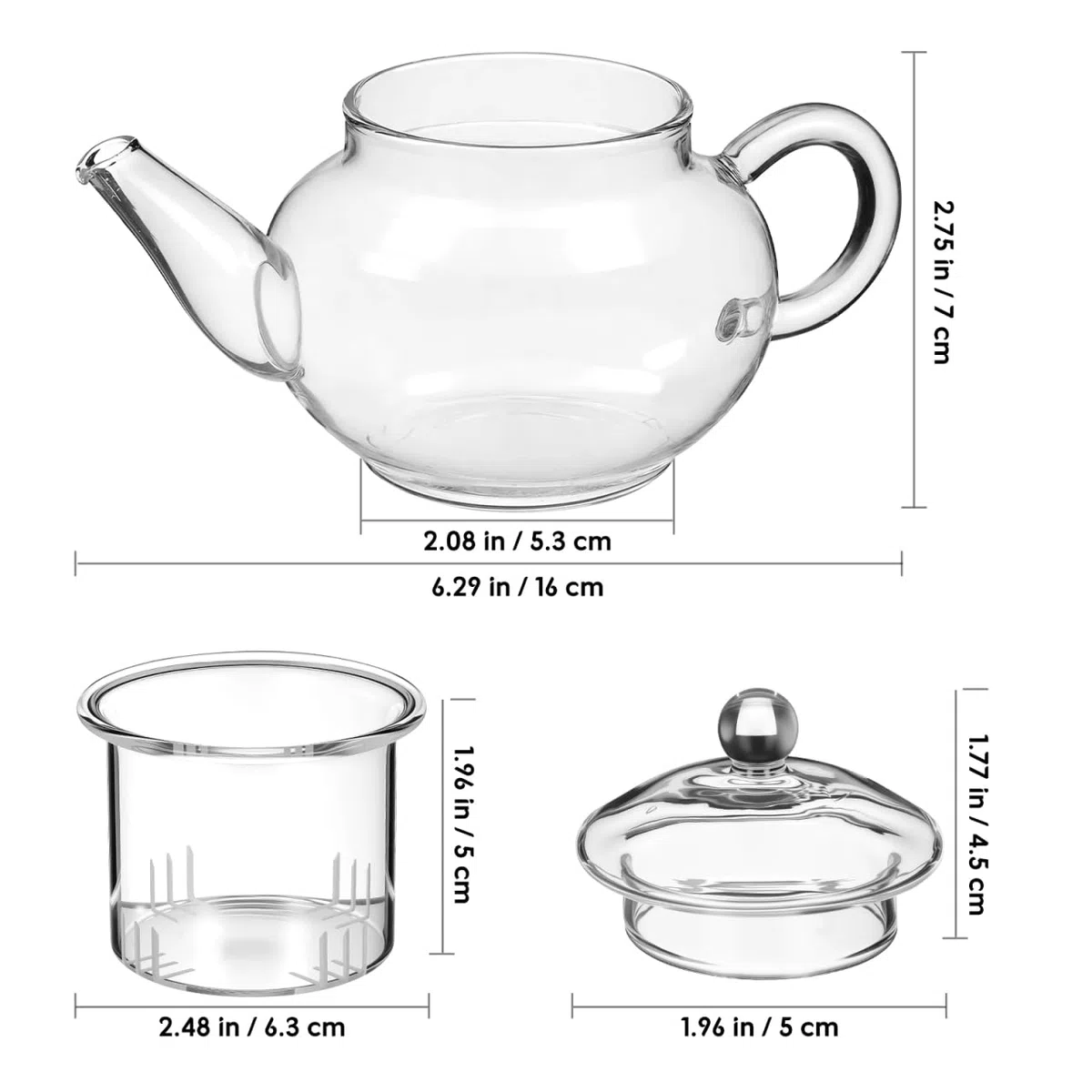 Healvian Mini Teekanne Glas 250ml/8.5oz Teekanne mit Siebeinsatz Klein Glaskanne Tee Hitzebeständig Teebereiter Für Heiße und Kalte Getränke Fruchttee Duftender Tee