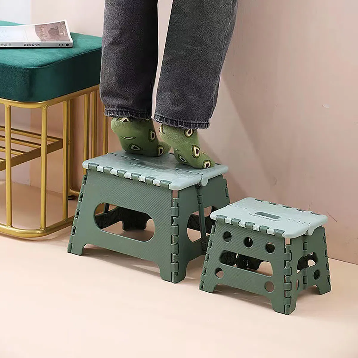 Falthocker für Kinder und Erwachsene,Kleiner Klapphocker,Hocker Kinder Klappstuhl,Klapptritt für Badezimmer,Faltbar Küchenhocker Klapptritt
