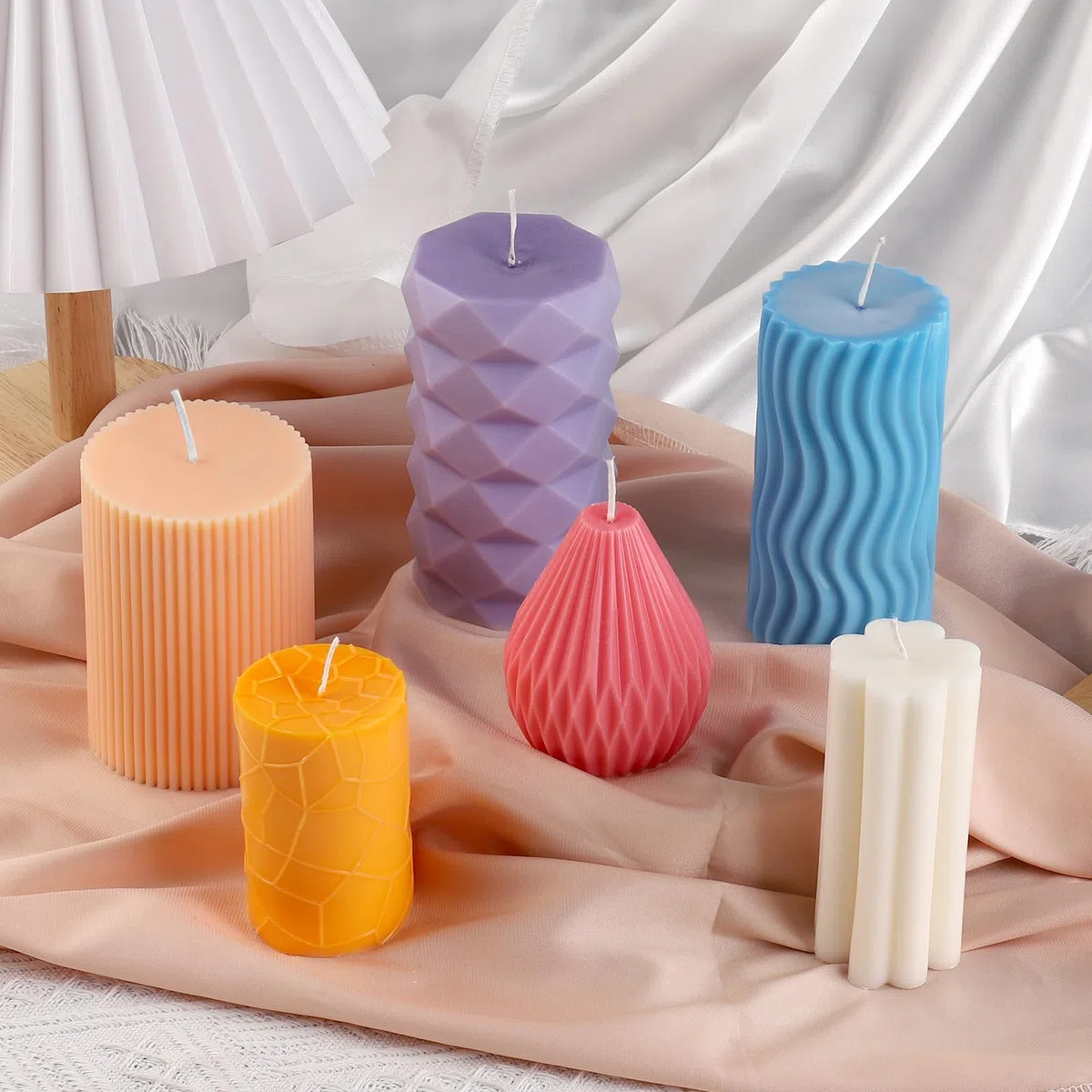 6 Stück Silikonform Kerzen, 3D Kerzen Selber Machen Set-Gießen Formen, Kerzenformen Zum Gießen, DIY Kerzenform Silikon Runde
