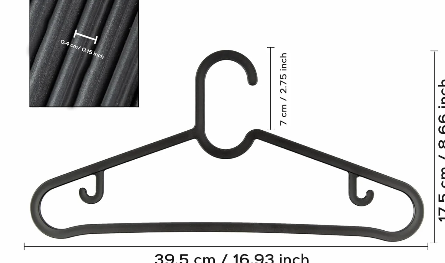 Kleiderbügel Schwarz Kunststoff - Platzsparende Kunststoffbügel Schwarz – 20 Stück, Leicht & Stabil, Für Jacken