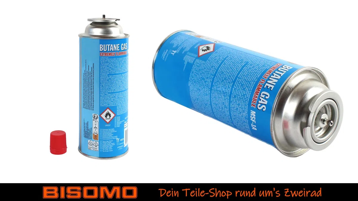 BISOMO Butangas 227g Dose 1-28 STK. Kartusche für Feuerzeug, Flambierbrenner, Shisha, Gaskocher, Gasbrenner Lötlampen für Camping Grill Küche Wohnmobil (8)