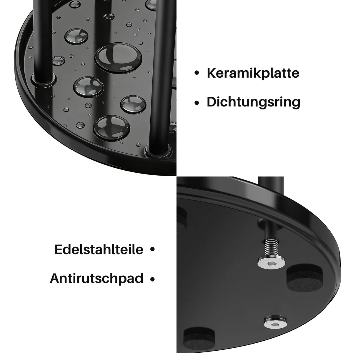 Flaschenhalter für SodaStream - Premium Abtropfhalter aus Keramik Abtropfständer mit Abtropfwanne für 5 SodaStream Crystal | Emil Flaschen Schwarz