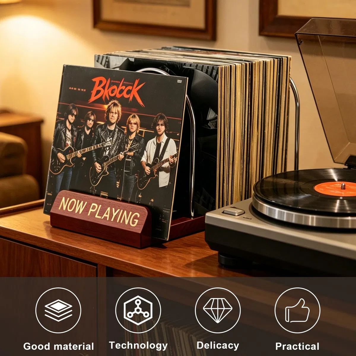 BORDEAG Schallplatten Aufbewahrung, Schallplattenständer 30-70 Lps, 1 Etage Vinyl-Schallplattenständer, Schallplatten Regal Mit Verstellbarer Trennwand Für Alben, Zeitschriften, Regal, Organizer