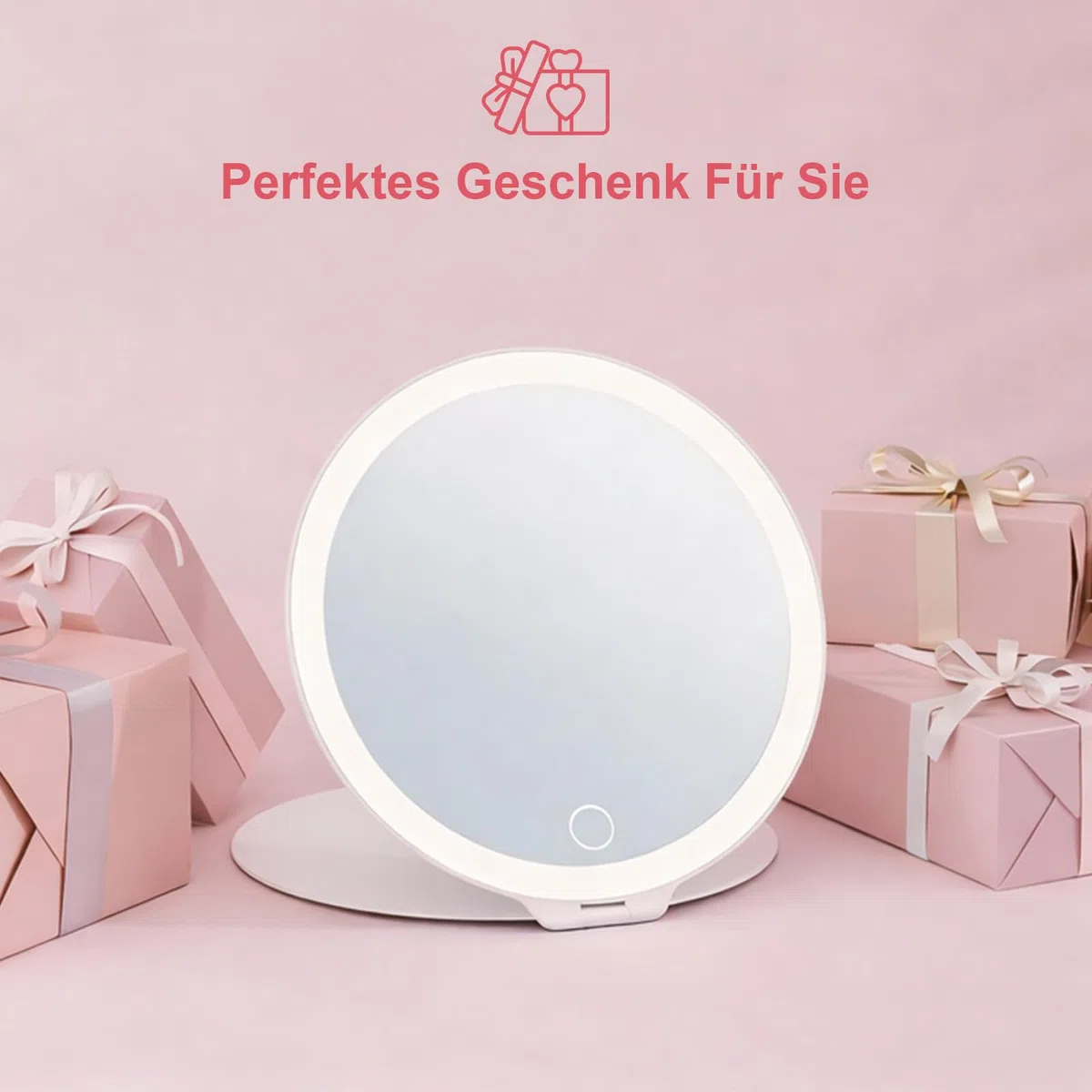 SURFOU 10X Vergrößerungsspiegel mit Licht, Wiederaufladbarer Kosmetikspiegel mit 3 Lichtmodi, Dimmbarer Schminkspiegel Faltbar & Tragbar, 8 Zoll Reisespiegel mit Standfuß & USB, Matt Weiß