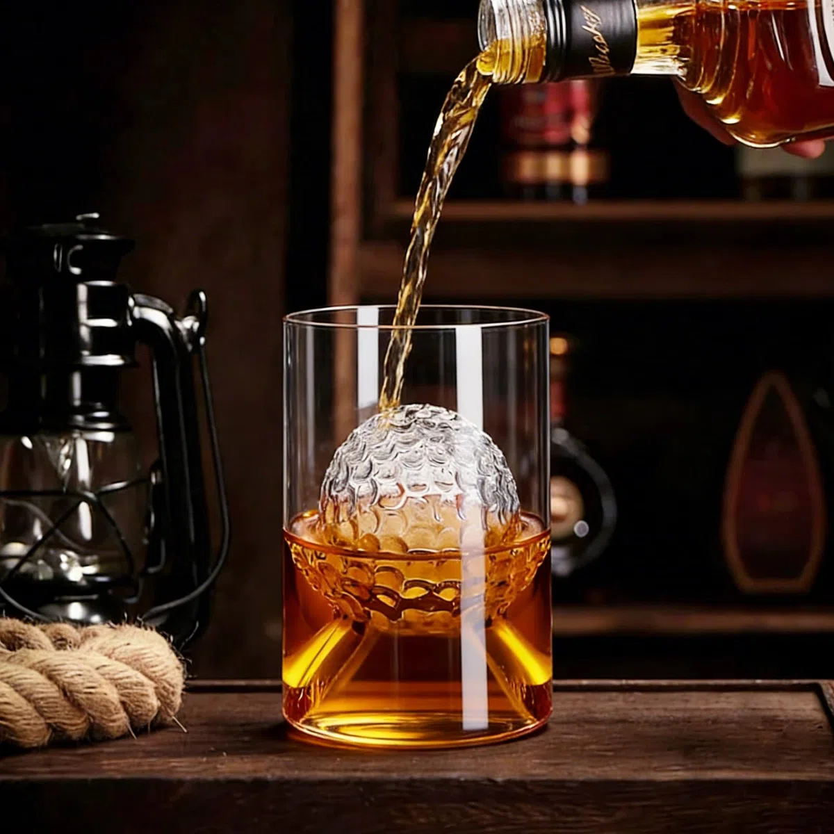 2-teiliges Whiskyglas, Golf-Whiskyglas-Set, 50 ml, Whiskyglas mit eingebettetem Golfball, Kaffeetasse, Weinglas, Rotweinglas für Cocktail-Geschenke für Golfer, beide Seiten sind nutzbar