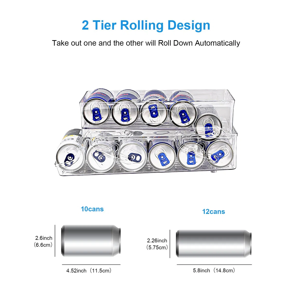 Kühlschrank Organizer Dosen Dosenspender Kühlschrank 2 Tier Foldable Dosenhalter Getränkehalter für 250ml/330ml Getränkedosen Bier Soda Dosen