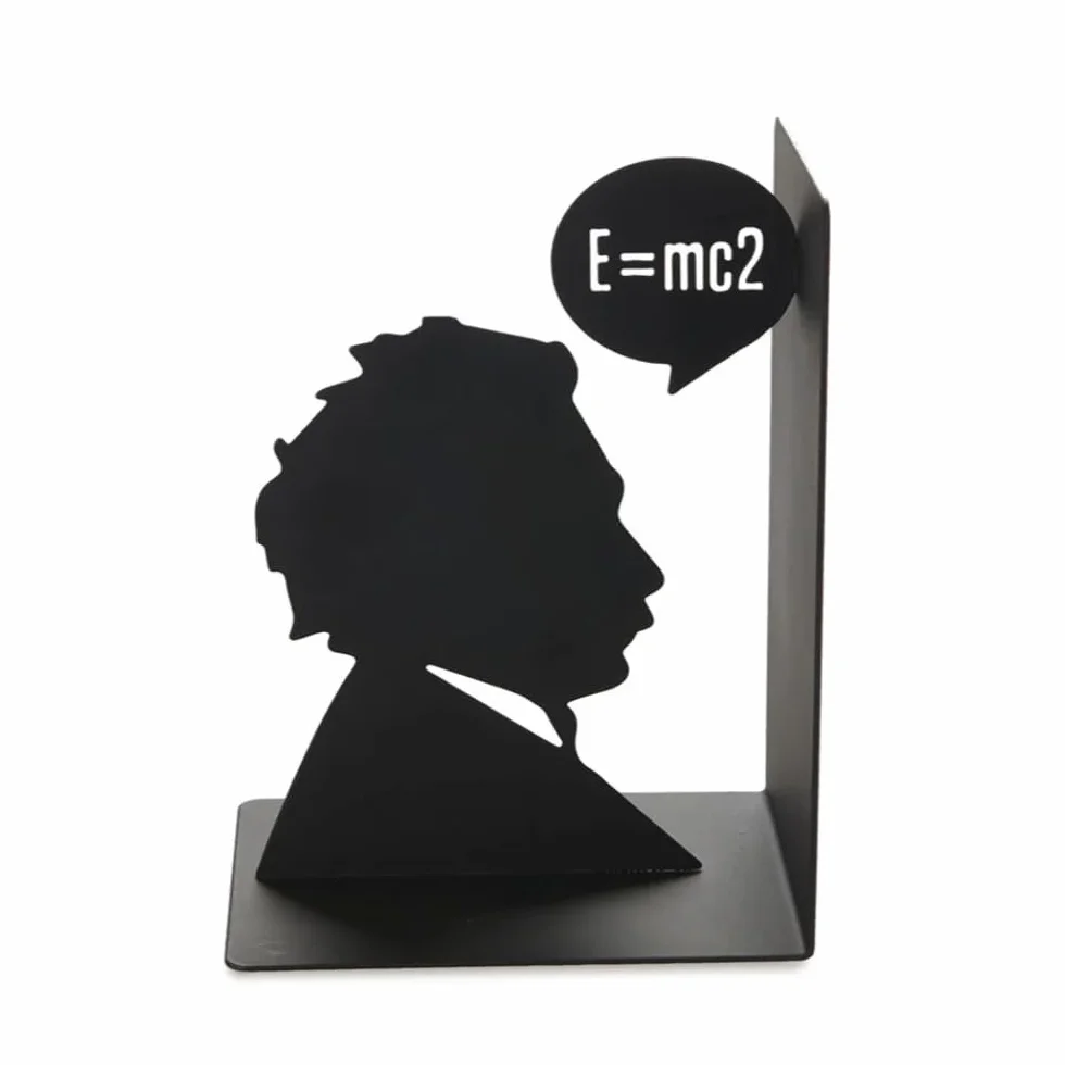 Balvi Buchstütze Einstein Schwarz Farbe Dekorative Buchstütze die Ikone von Albert Einstein Eisen 17