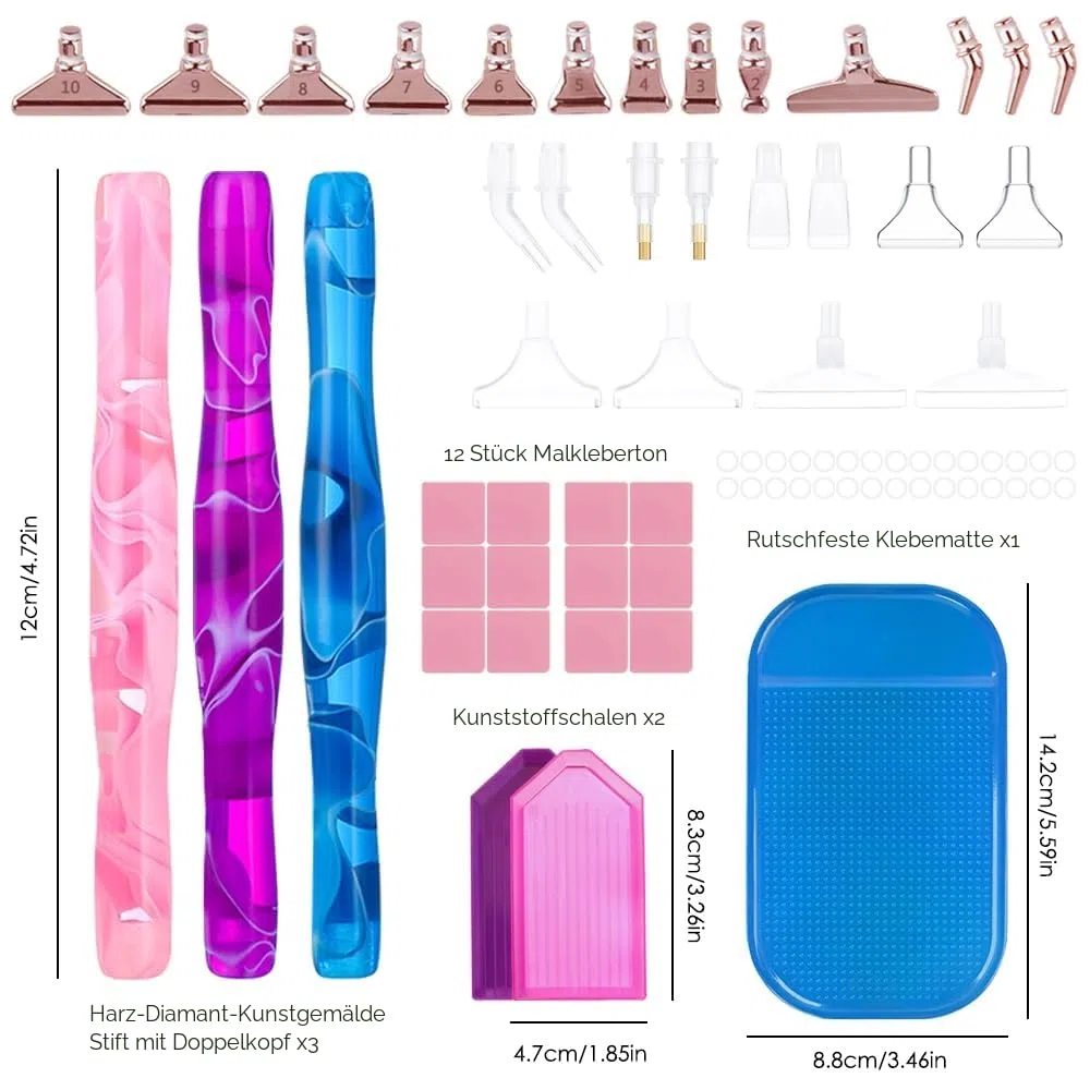 Senhai 45 Stück Diamond Painting Stift aus Edelstahl und Kunststoff, Stahlspitzen, Diamond Painting Zubehör, Werkzeuge für DIY-Malerei, Handwerk