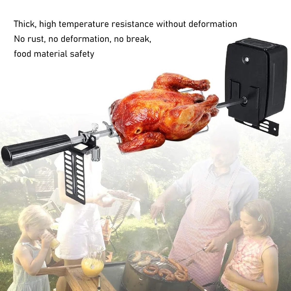 LICAEVEY Universal Rotisserie Grill Kit, Rotisserie -Kit mit 304 Edelstahl -Spuckstäben, Fleischkrallen und Elektrische Stromquelle, Ladungskapazität 15 Kg Lebensmittel