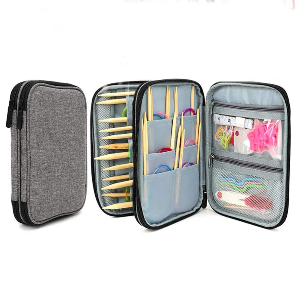 HEALLILY Rundstricknadeln Organizer Fall Häkelnadeln Und Strickzubehör Reißverschlusstasche Leicht zu Tragen für DIY Basteln 1Set