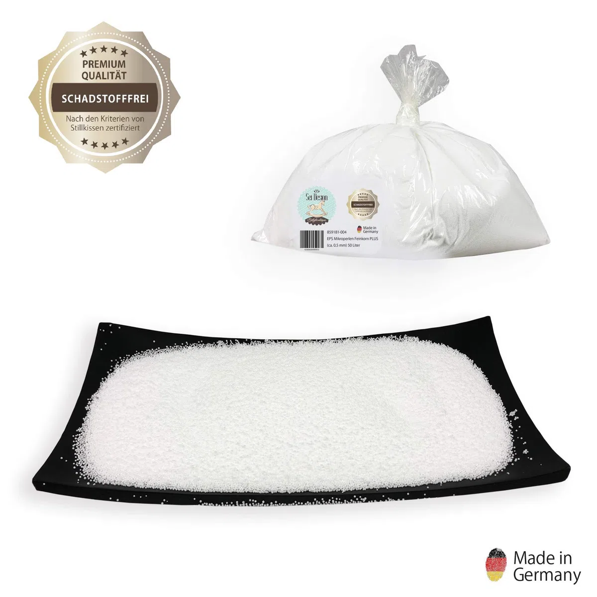 Sei Design 20 L EPS Mikroperlen ø 0.5 mm für Stillkissen | schadstofffrei | made in Germany