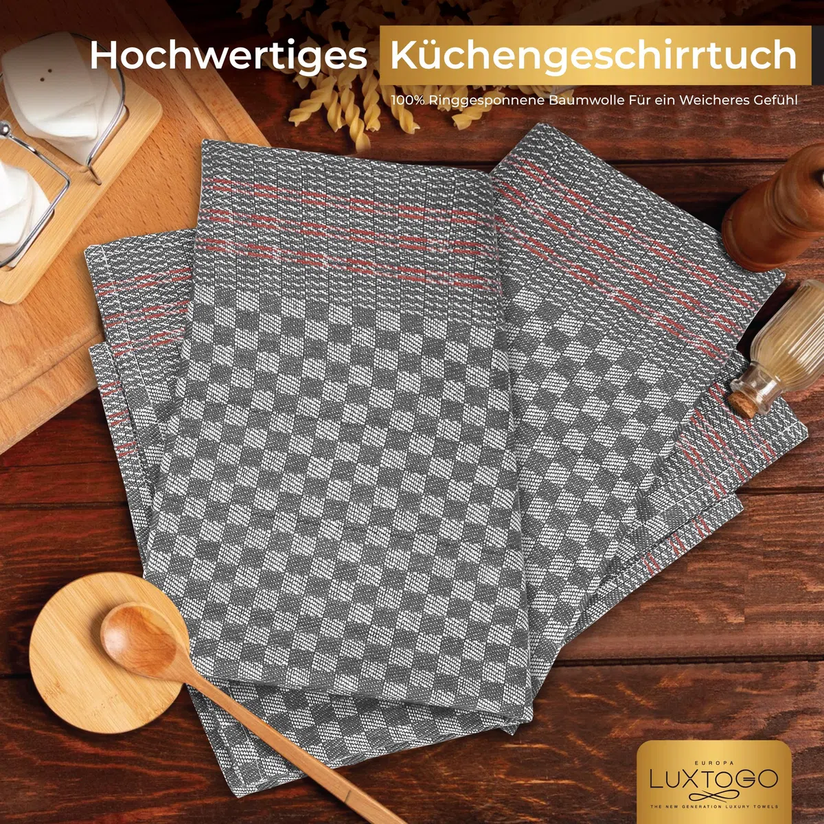 Geschirrtücher Baumwolle Set, 100% Baumwolle Küchentücher, Ringgesponnene Extra Dicker 300 g/m² Geschirrhandtücher 50 x 70 cm Küchenhandtücher & Teetücher für Küche.(5 STK)