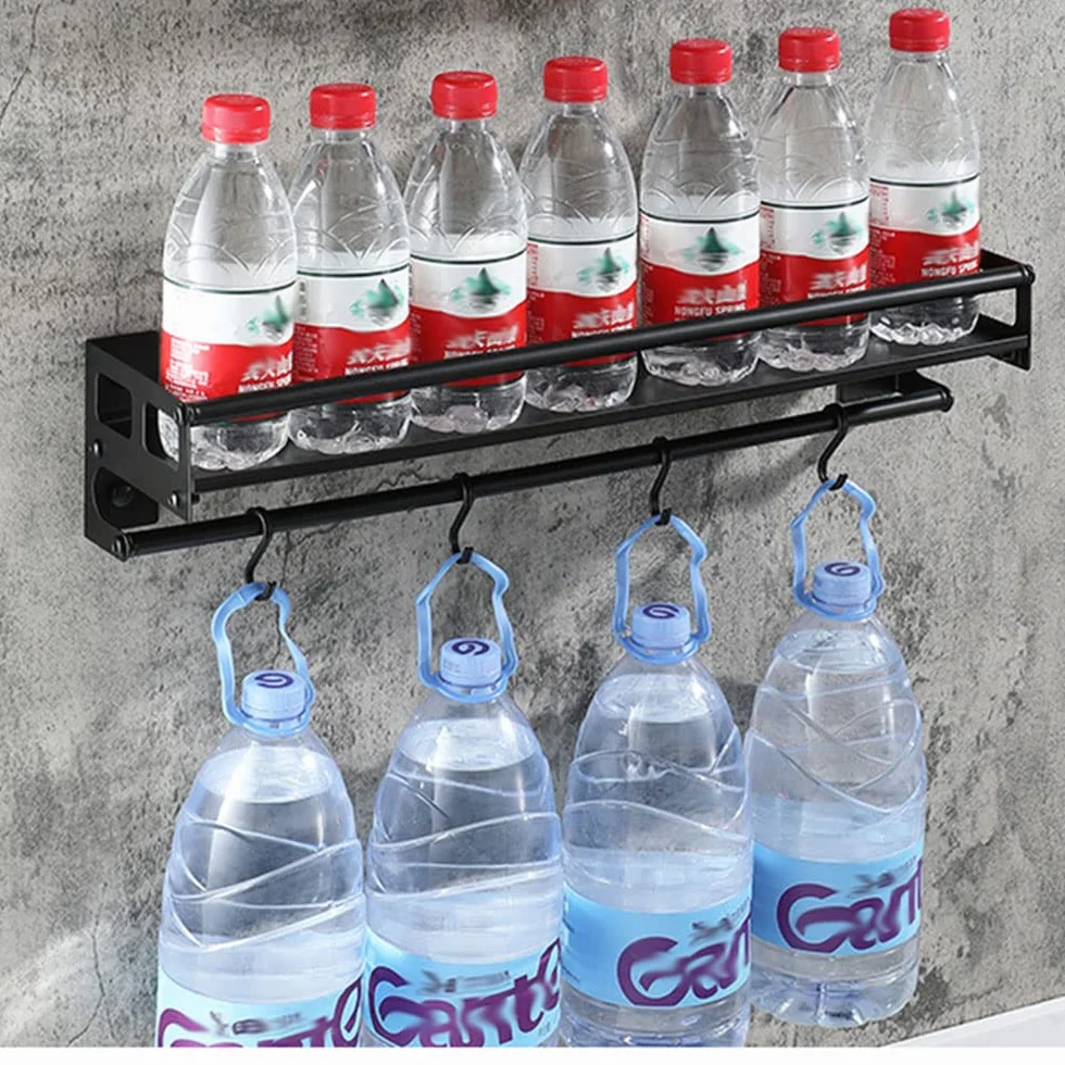 Hakenleiste für Küchenutensilien, Klebstoff/Bohren 2 Wege installieren Küche Hakenleiste mit 8 Haken,40cm Wandmontiertes Küchenutensilien-Organizer-Rack