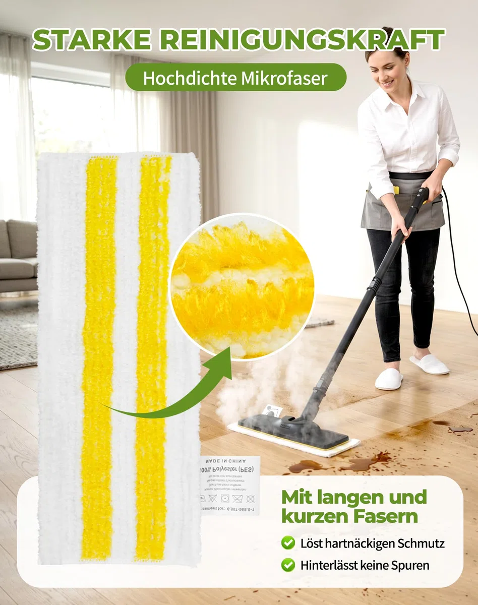 7er Zubehör für Kärcher Dampfreiniger Bodentücher für Karcher SC1 SC2 SC3 SC4 SC5 Easyfix Tücher 5er Bodentücher 2er Bezüge
