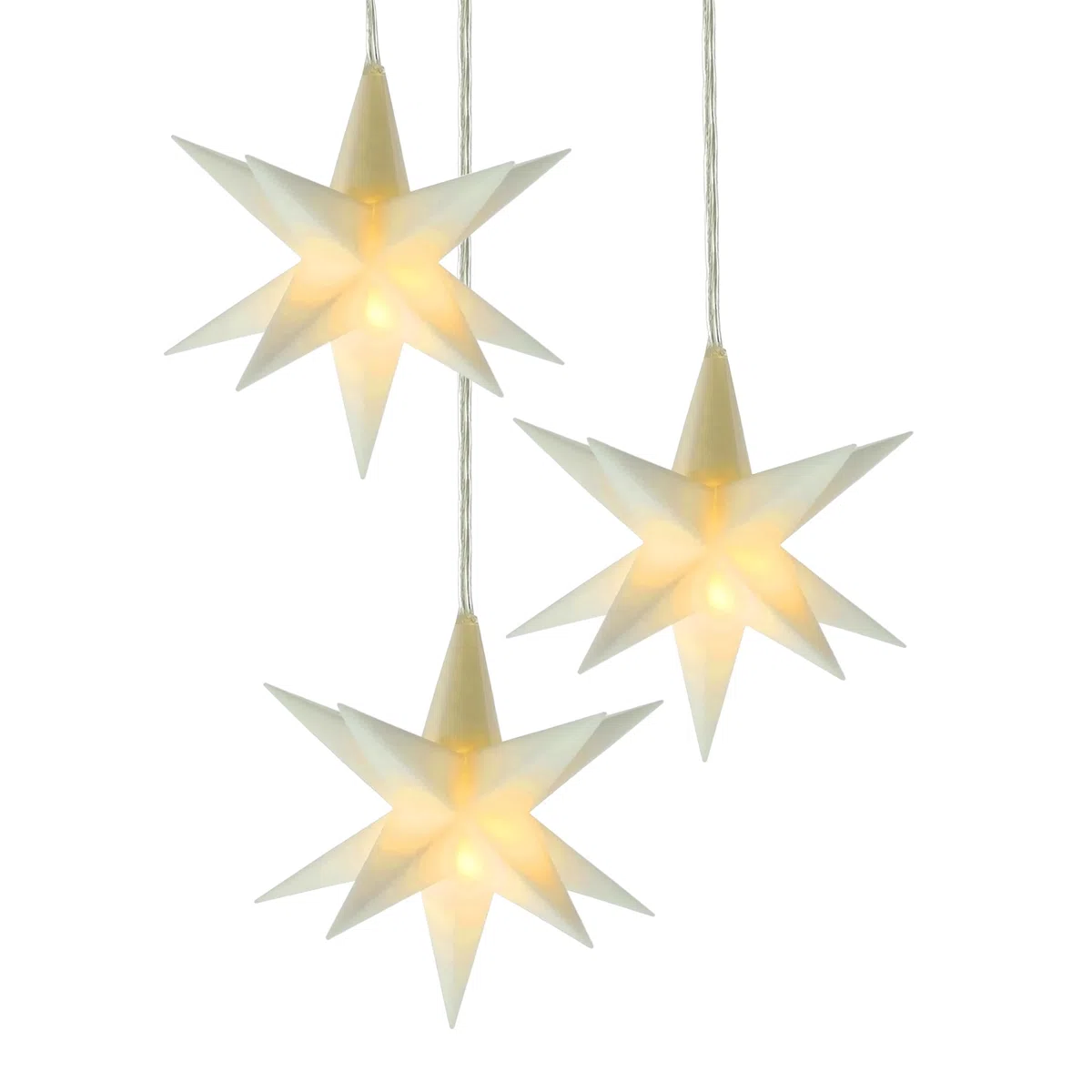 Spetebo LED Weihnachtsstern 3D warm weiß 12 cm 3er Set mit Timer - weiß - Deko Leuchtstern Batterie betrieben für Innen - Stern Leuchte Fensterdeko Weihnachten Advent Winter Deko Beleuchtung