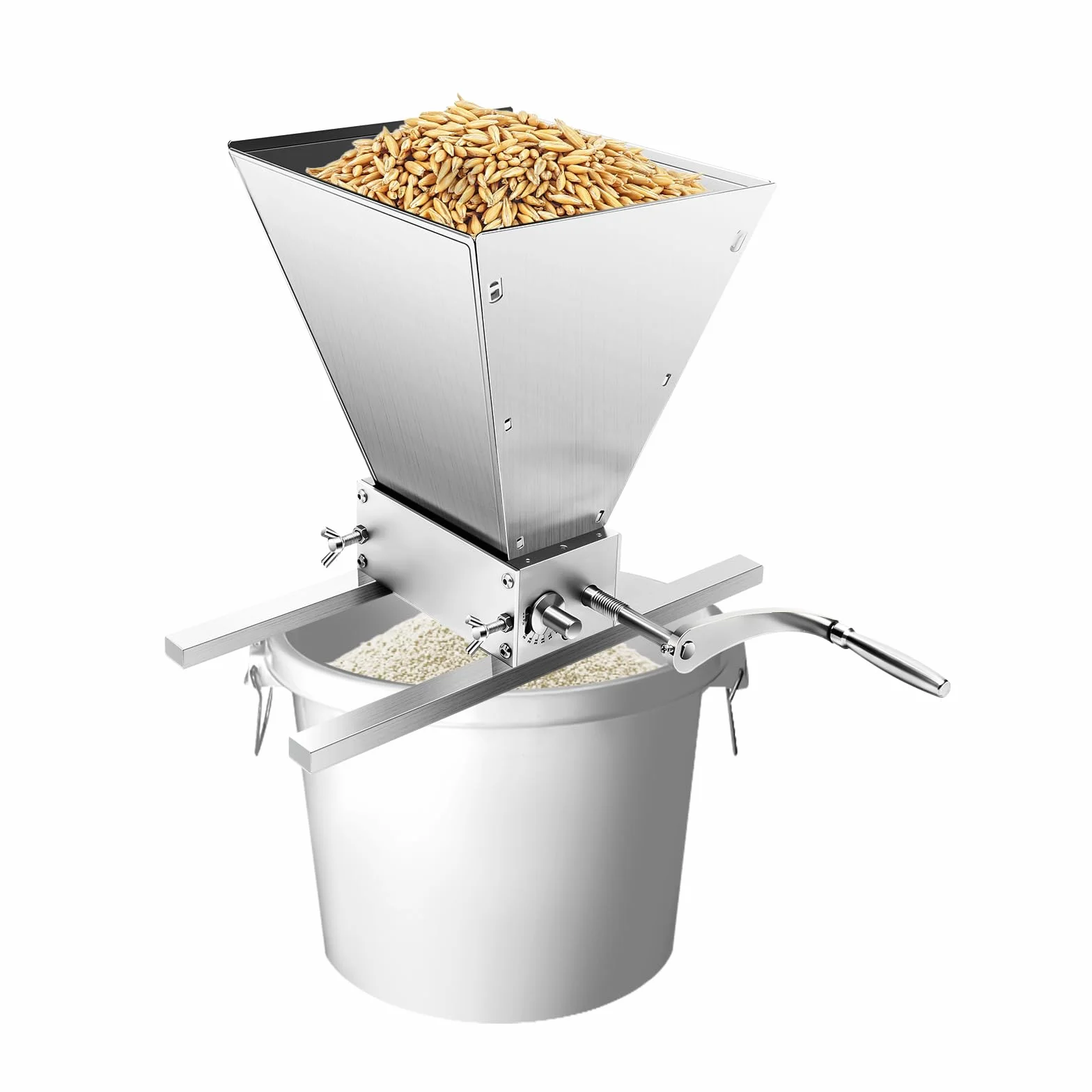 4L Manueller Getreidebrecher Malzmühle Schrotmühle Schrotmühle Flockenquetsche Getreidemühle Verstellbare Malzmühle Flockenquetsche Mit 2 Aluminiumstangen Für Home Brew Biermühle