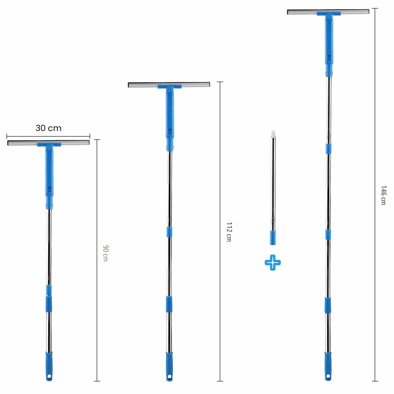 Mitclear Fensterreiniger mit Teleskopstiel (146cm), Professioneller Fensterwischer mit Silikonabzieher & Mikrofaserschrubber, Fensterreinigungsset für Bad, Dusche, Glas, Spiegel, Auto
