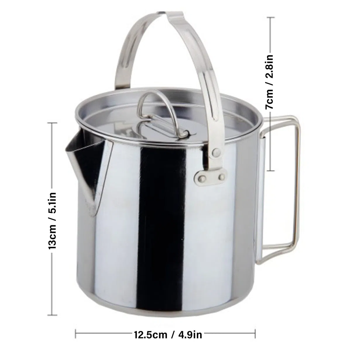 Lixada Edelstahl Kochen Teekessel Kaffeekanne mit Deckel und Griff für Camping Wandern Angeln