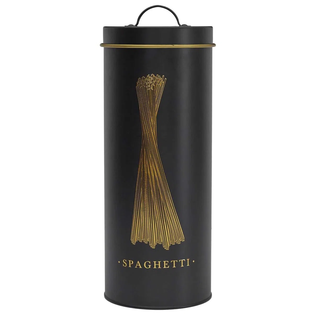 COOK CONCEPT, BT6814, Elegant Metal Box for Spaghetti, modern Design, optimal Protection Against Humidity, Easy to clean, Generous Capacity, airtight, Black and Gold, 1.5L