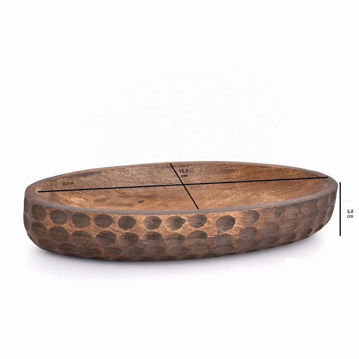 Samhita Dekorative Schale aus Mangoholz, Heimdekoration, Heimdekoration, Tafelaufsatz, Bauernhaus, Land, Restaurant, Café (35,6 x 15,2 x 5,8 cm)