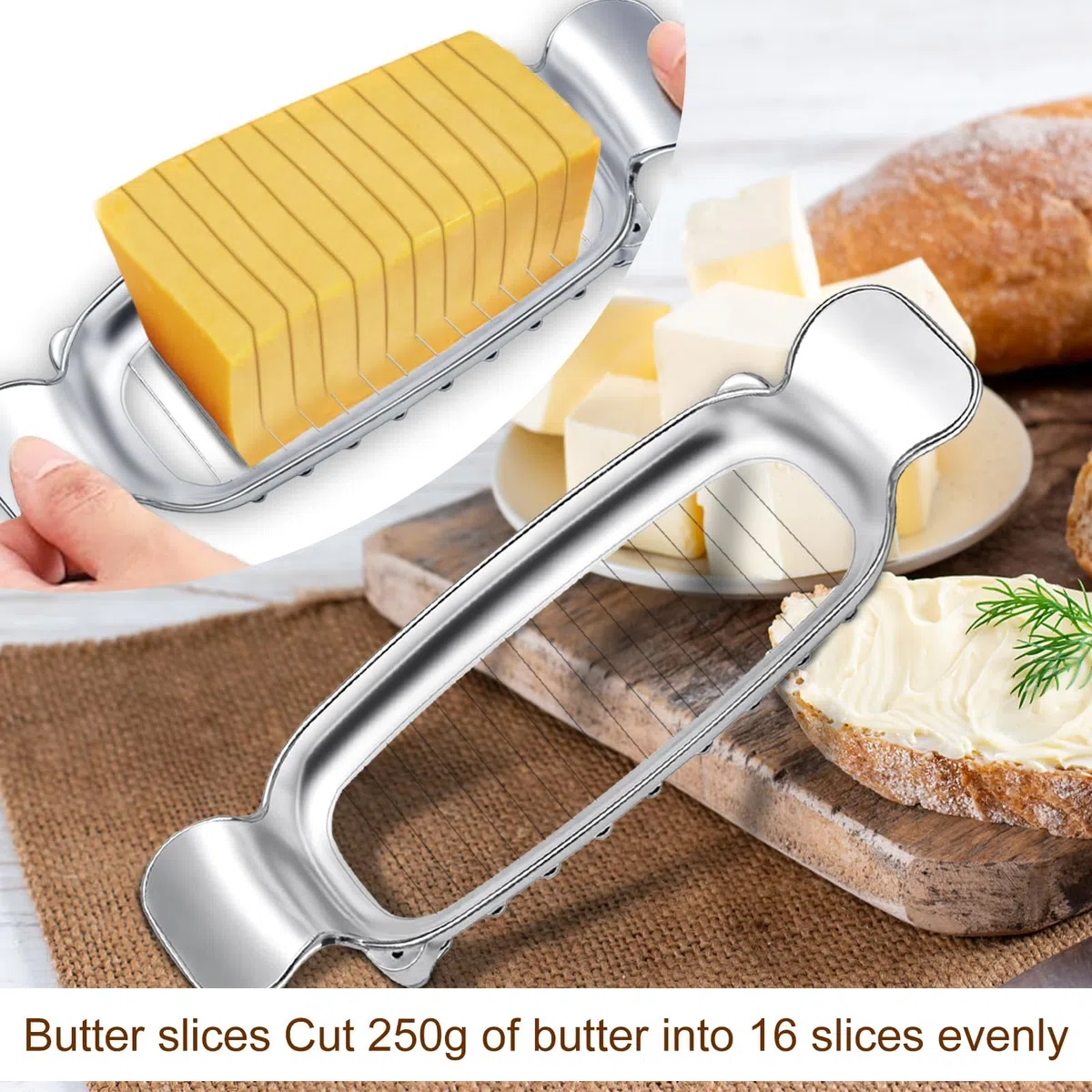 Pellkartoffel- & Mozzarellaschneider – Edelstahl-Schneidehilfe für gekochte Kartoffeln, Eier, Mozzarella & weiche Früchte – Küchenhelfer mit Drahtschneide