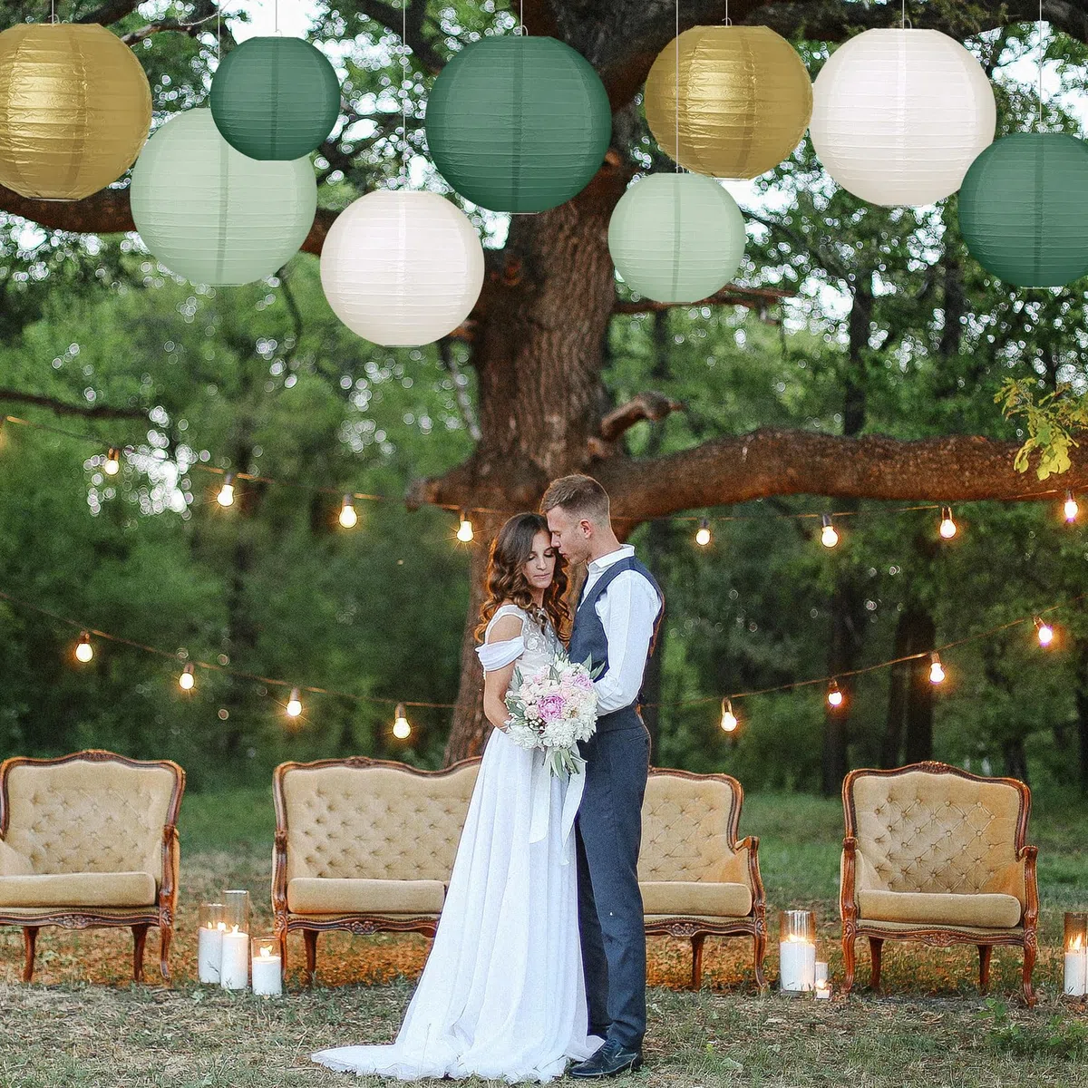 20 Stück Papierlaterne, Salbeigrün Papierlampion Classic Gerippter Papier Laterne Hängende Papierlaternen Wiederverwendbar Runde Lampenschirm für Hochzeit Gartenparty (Ø 15cm/20cm/25cm/30cm)