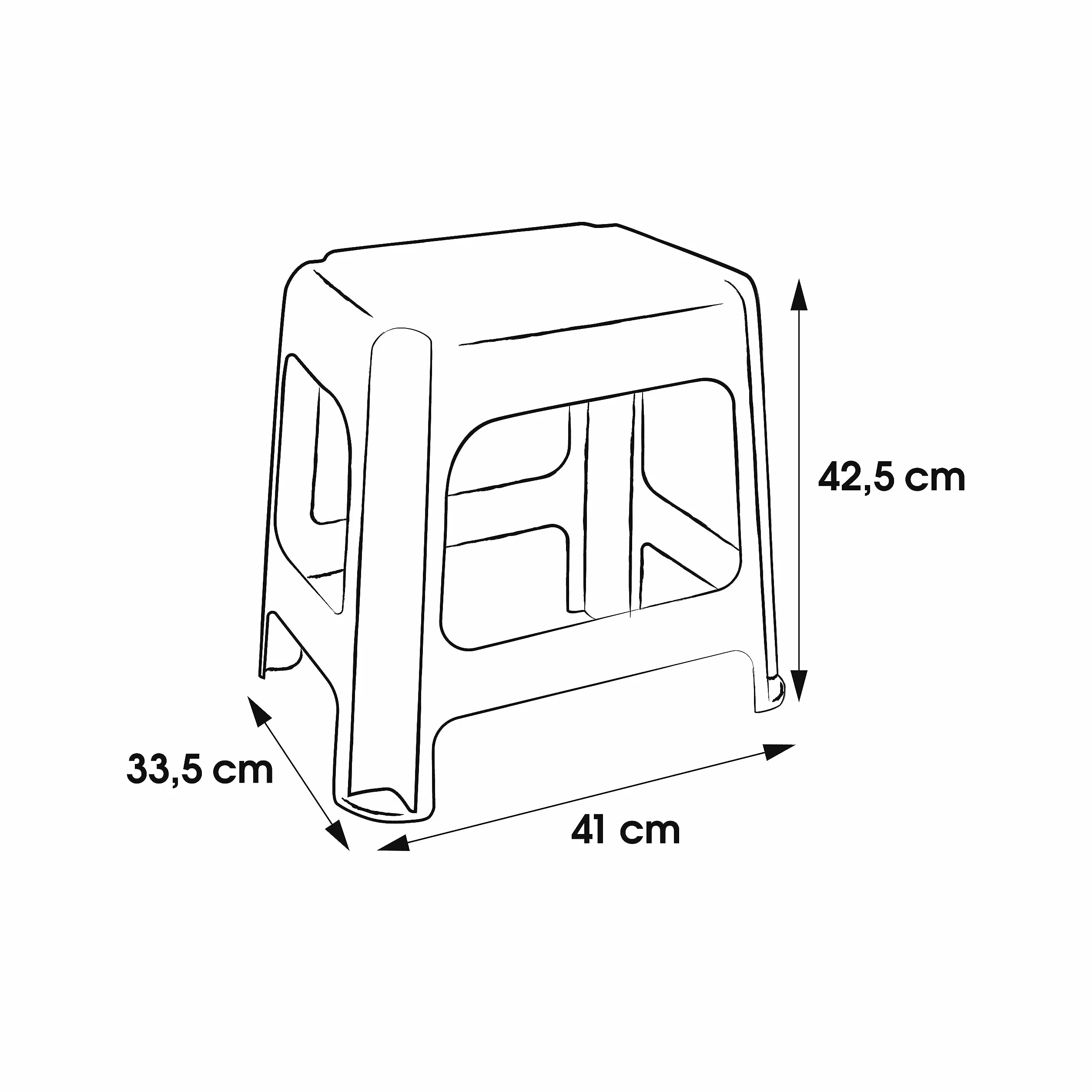 keeeper Maxi-Hocker, Anti-Rutsch-Gummierung, Polypropylen, 41 x 33,5 x 42,5 cm, Max, Silber