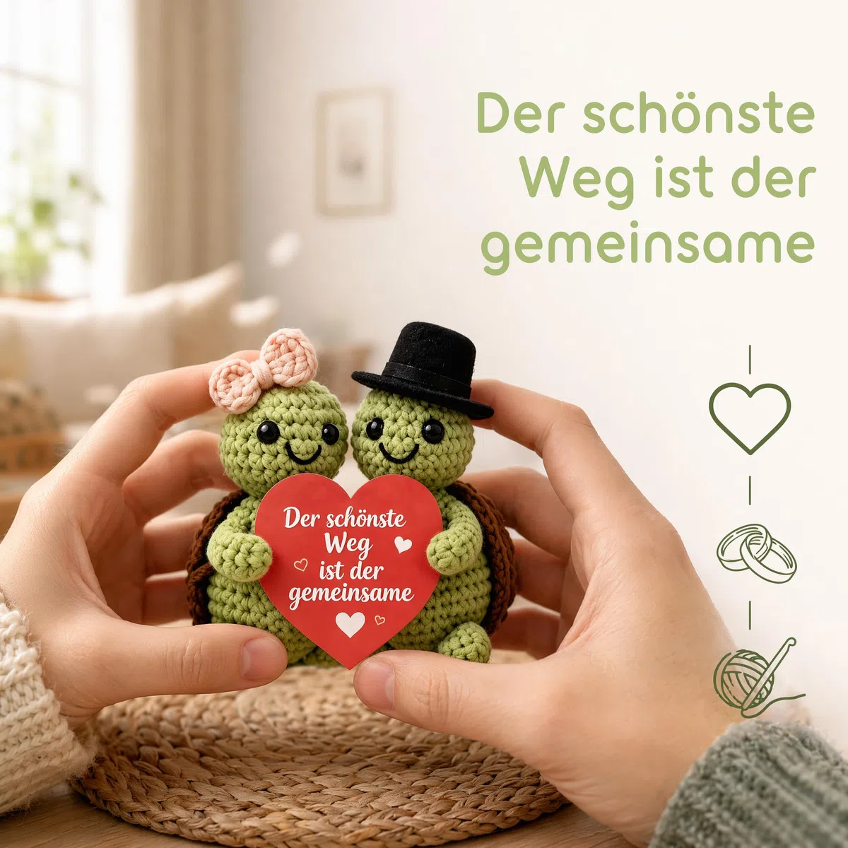 Hochzeitsgeschenke für Brautpaar,Pocket Hug Schildkröte Hochzeitstag Geschenke für Männer Frauen,Romantisches Jahrestag Geschenk für Ihn Sie,Partner Ich Liebe Dich Herzfest Überraschung