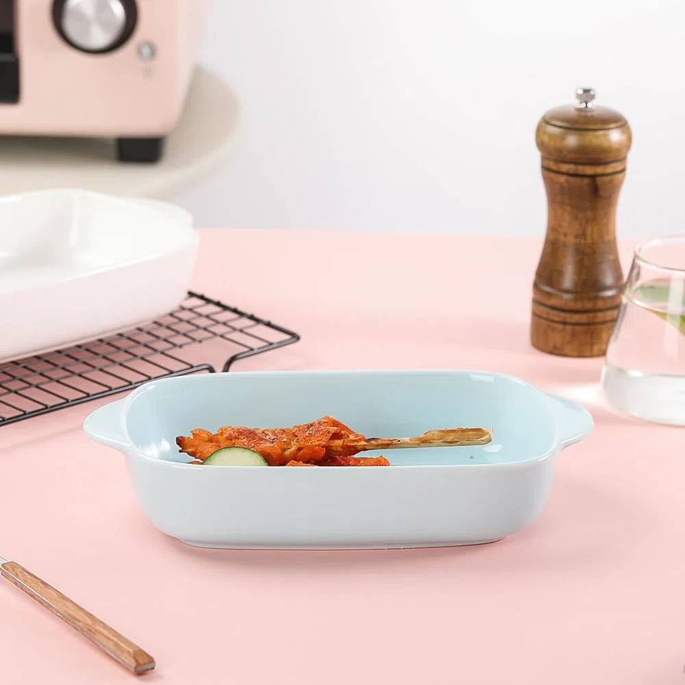 Auflaufform Klein Rechteckig aus Keramik – Lasagne Auflaufform für 1 Person – Backform Rechteckig und Ofenform Mini – Ofenfest für Mikrowelle und Backofen – Ideal für Auflauf und Gratin – Blau