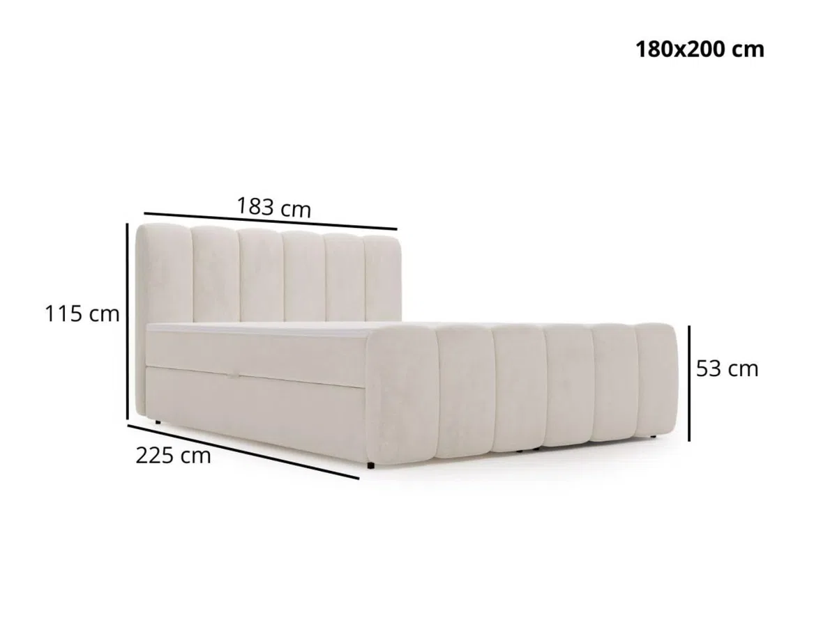 GRAINGOLD Cloud Bett 180x200, Boxspringbett mit Bettkasten, Polsterbett mit Bonell-Matratze, Samt Stoff, mit Topper, mit Kopfteil (Beige, 180x200)