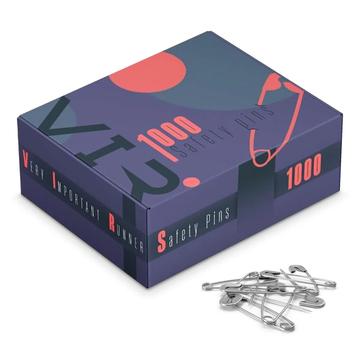 Box mit 1.000 Sicherheitsnadeln für Startnummern 26mm nickelfrei. Mittlere Größe, ideal für Veranstalter von Lauf- und Ultra-Trail-Rennen. Für Sport-Events