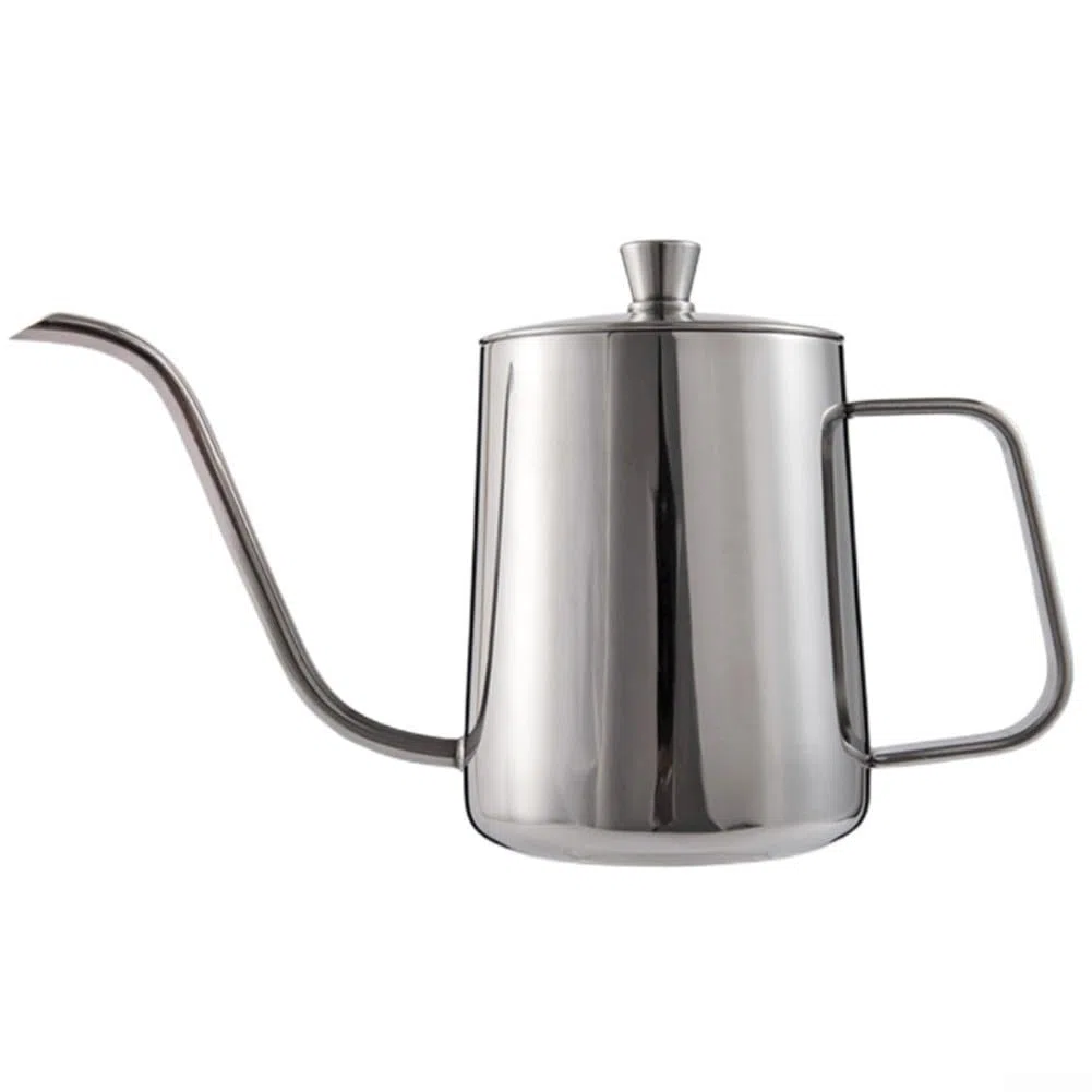 Edelstahl-Schwanenhals-Wasserkocher, 650 ml, zum Übergießen von Kaffee, schmaler Auslauf, Handtropf-Kaffeekanne, kompatibel mit Küche, Café-Zubehör