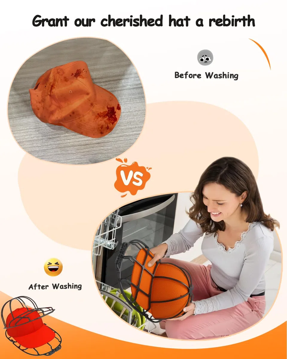 XQXA Cap Washer für Baseballmützen, gebogener Käfig-Reiniger, Shaper für Waschmaschine oder Geschirrspüler, Kunststoff, passend für Kinder und Erwachsene-2 Stück