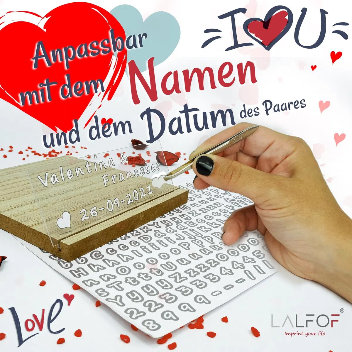 Lalfof - Handabdruck Set für Paare mit Namen- Jahrestag Geschenk für sie, Jahrestag Geschenk für ihn- Gips Handabdruck Set Paare - Hochzeitstag Geschenke für Frauen/männer, Paar Geschenke
