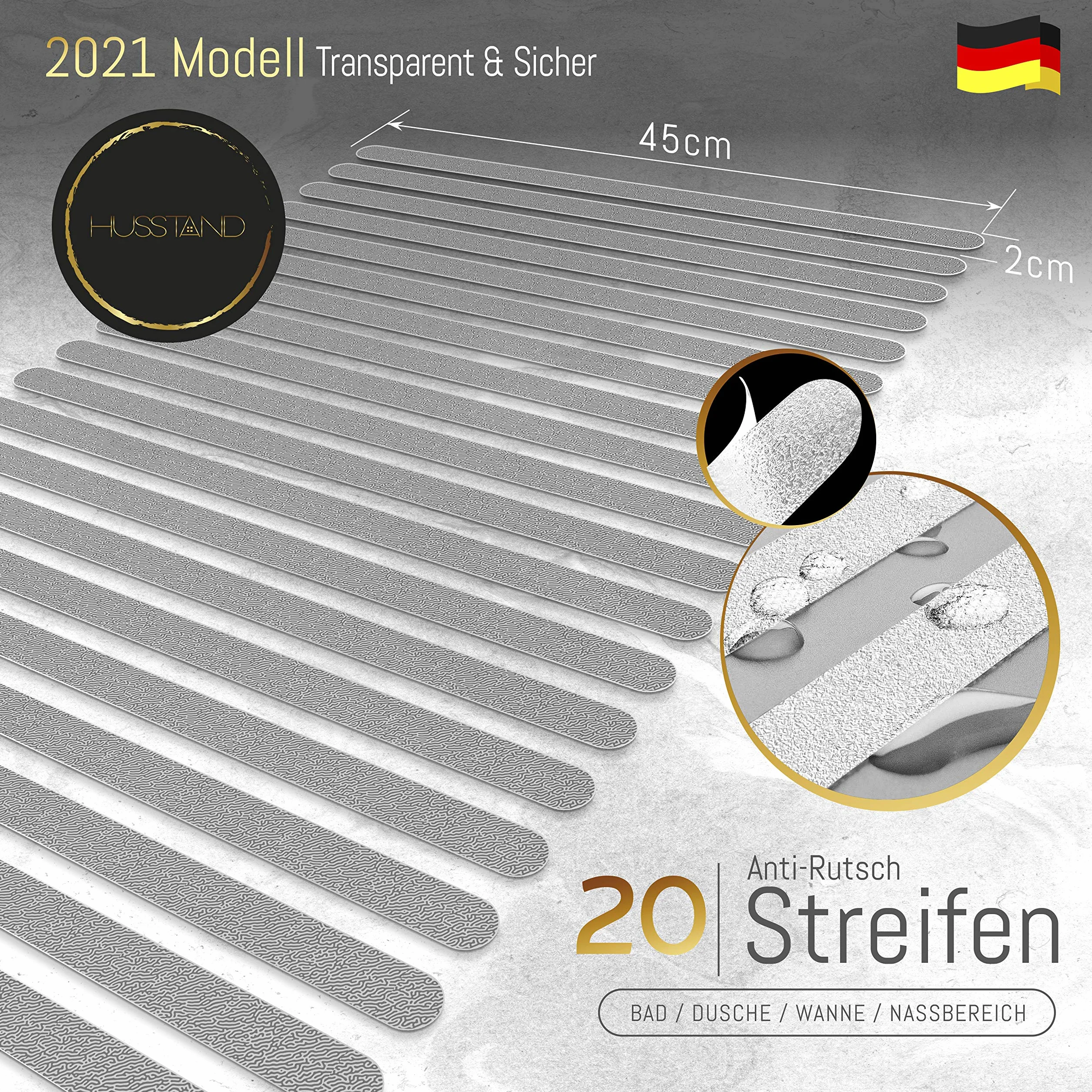 Anti-Rutsch Streifen für Badewanne & Dusche - 100% Transparent & Selbstklebend - Antirutsch Sticker Badewanne - Antirutschmatten - Duschmatten rutschfest