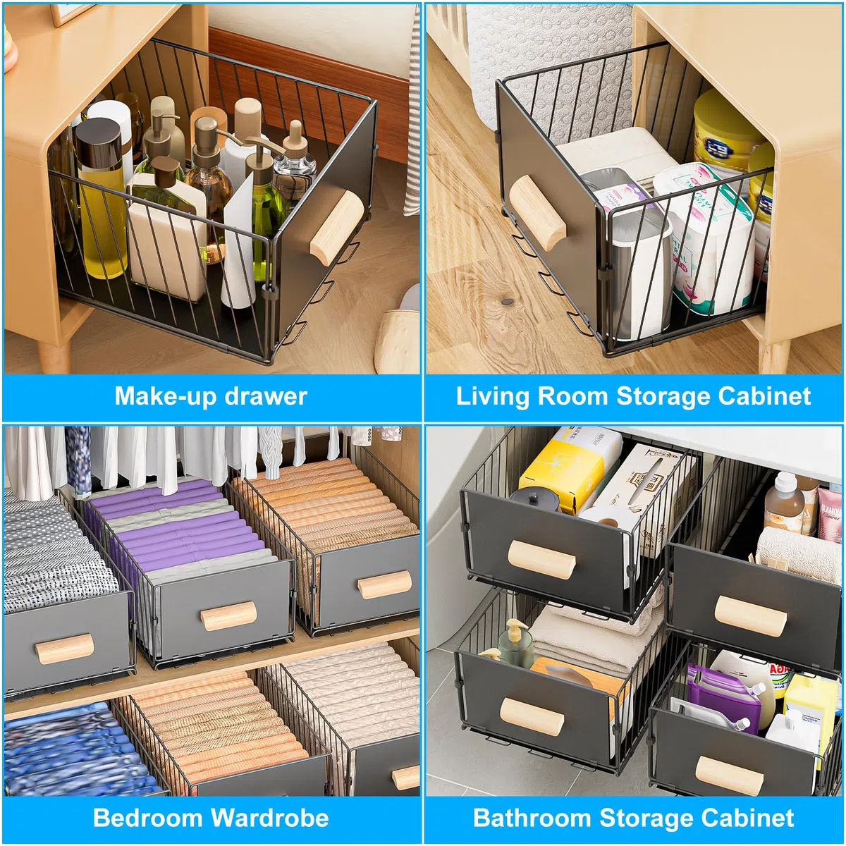 Diealles Shine Teleskopschublade, 24x40x17CM Ausziehbare Schublade Küche, No Drill Schrank Organizer für Küche Cabinet