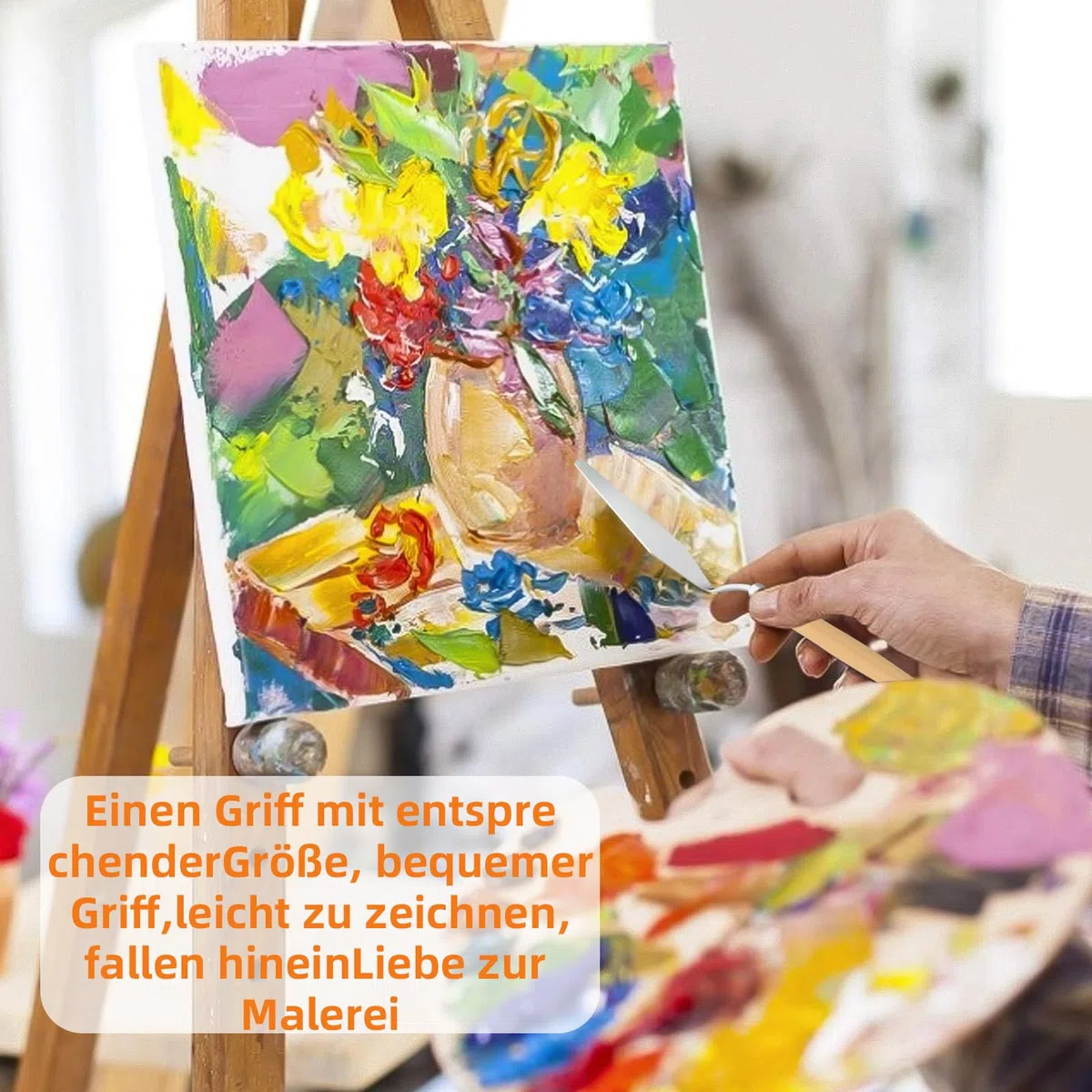 9 Stück Spachtel Acrylmalerei,Farbmesser Palettenmesser für Acrylfarbe,Metallmesser mit Holzfarbe Holzgriff,für Ölmalerei,Farbmischung,Künstlerbedarf