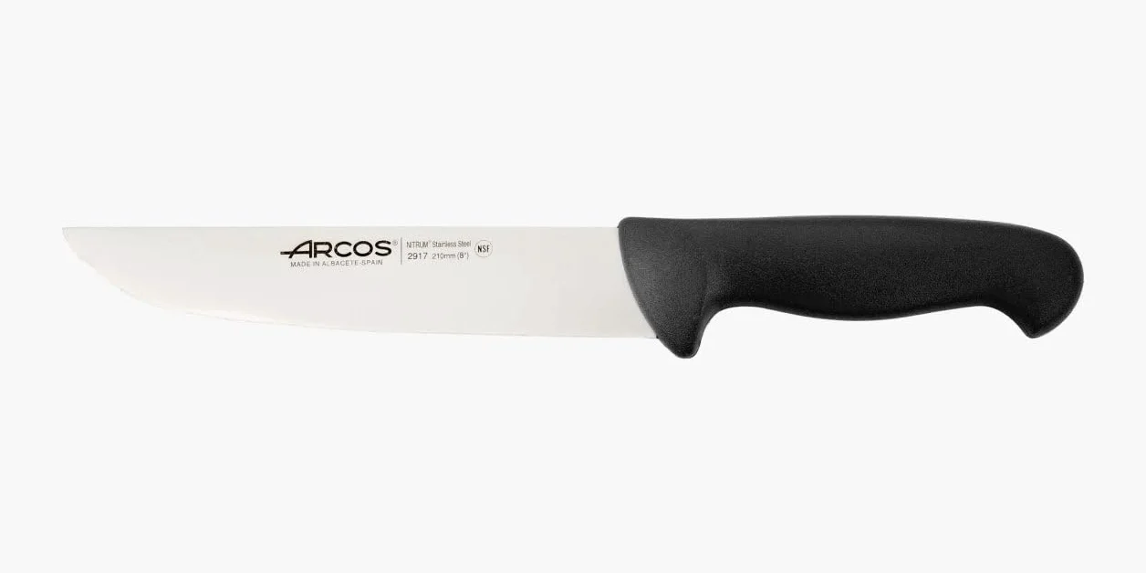 Arcos Fleischermesser aus Nitrum Edelstahl - Professionelles Küchenmesser zum Schneiden von Fleisch, Fisch und Gemüse - Ergonomischer Griff aus Polyoxymethylen, Serie 2900, Farbe Schwarz