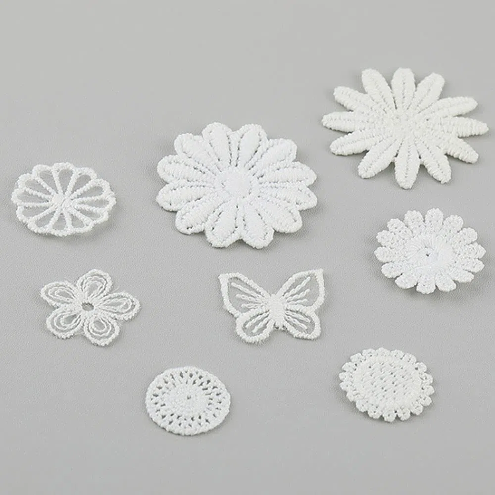 Pamts Bestickter Aufnäher 40 Stück Sew On Patchesapplikationen für Stoffe Dekorative Patch Applikationen Patch weiß für DIY Handwerk Dekorationen