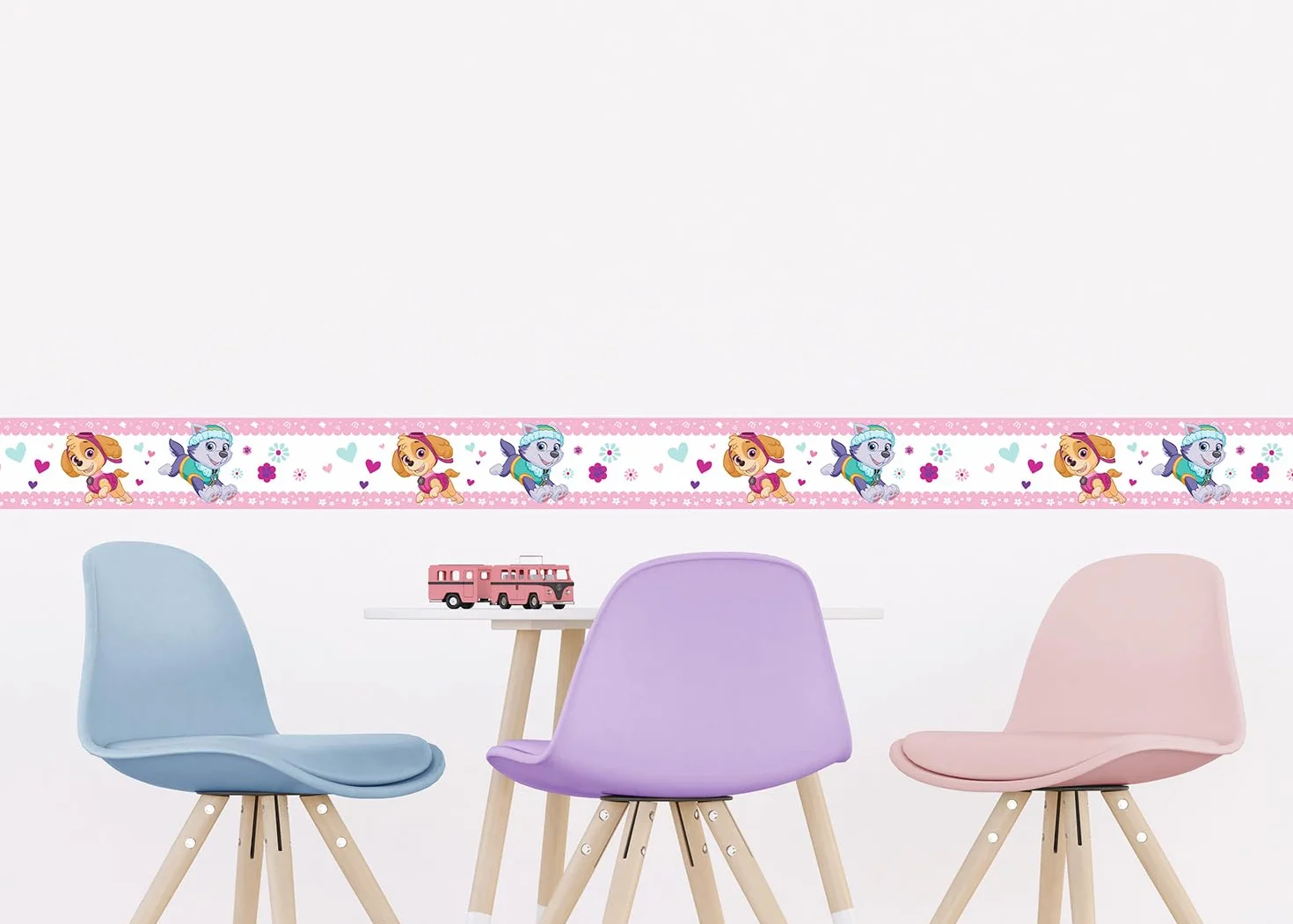 AG Design Selbstklebende Bordüre Paw Patrol Pup Power, AWBD 8014 | Wasserfest Kinderzimmer Wand Dekoration | Wandbordüre für Mädchen und Junge | Folie, Mehrfarbig | Breite 500 cm x Höhe 13.8 cm
