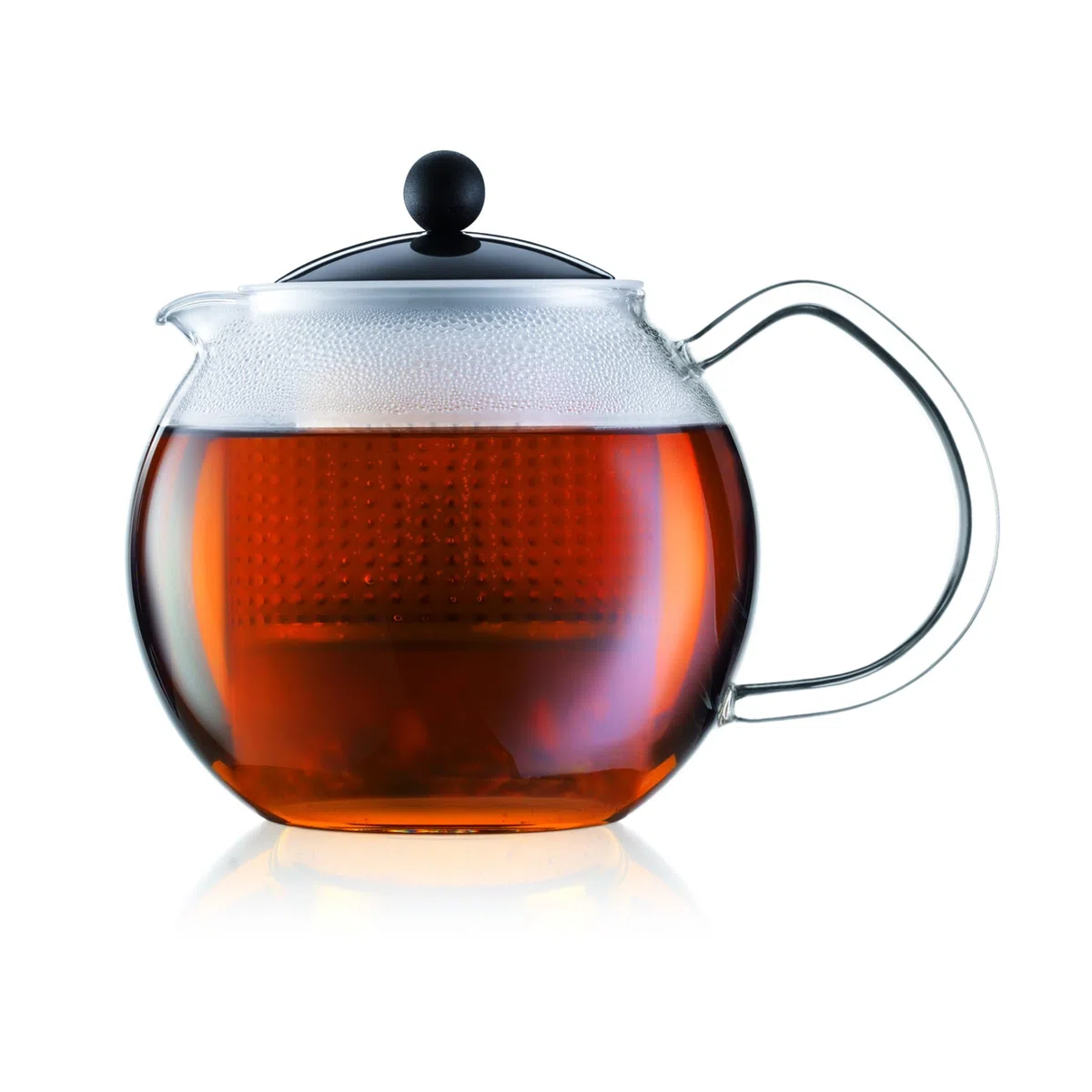 Bodum 1833-01 Teebereiter mit Glasgriff und farbigem Deckel, 1,5 L