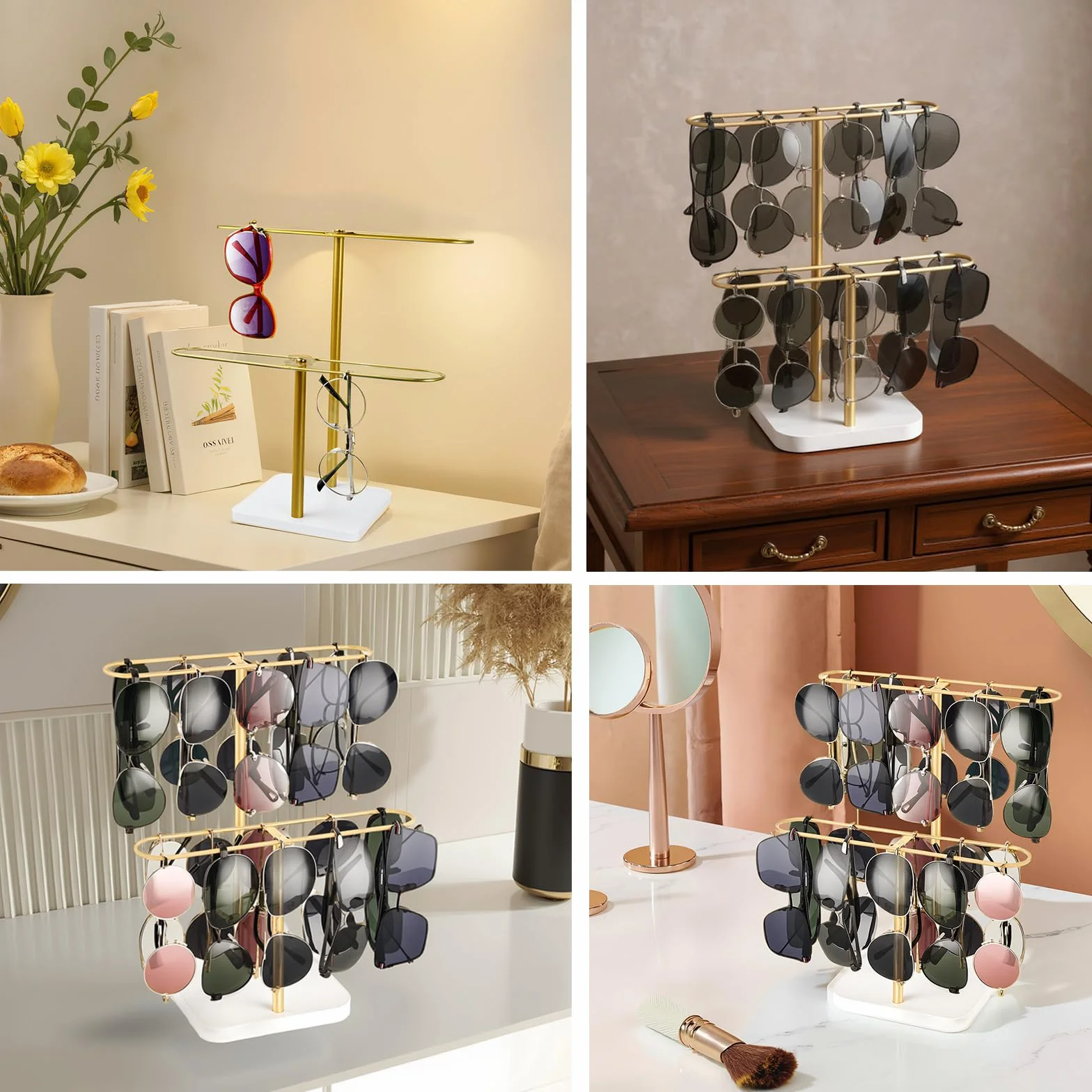 Sonnenbrillenhalter, Doppelstöckiger Brillenständer für 20 Brillen, Sonnenbrillen Display, Brillen Organizer für Tisch, Kommode, Schreibtisch, Arbeitsplatte, Schlafzimmer